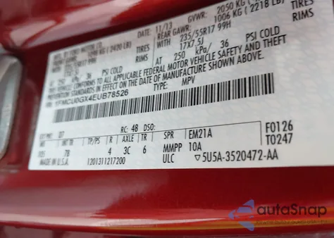 2014 Ford Escape Se из США, поврежденный, VIN 1FMCU0GX4EUB78526